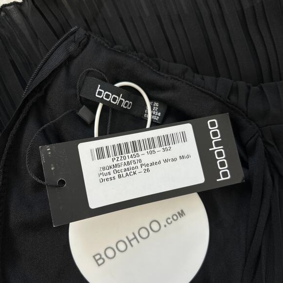 BOOHOO Midi Dress Womens Size 22 Pleated Special Occasion Event Party Holiday - Picture 9 of 11